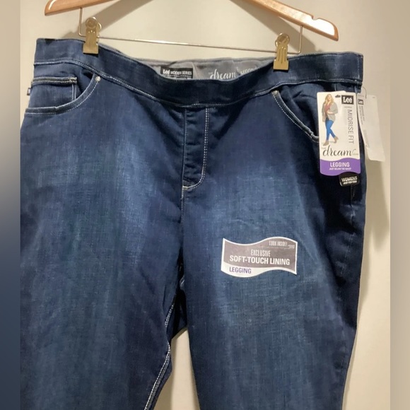Lee Modern Series The Dream Stretch Leggings Pull on Blue Jeans Mid Rise 22W NWT - Picture 4 of 6